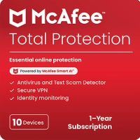 McAfee Total Protection 2026 | 10 Devices | 1 Year | Windows - Mac - Android - iOS