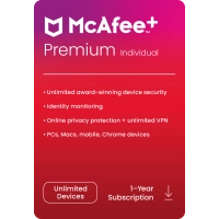 McAfee+ Premium Individual | 1 Year | Unlimited Devices | Windows - Mac - iOS - Android - ChromeOS