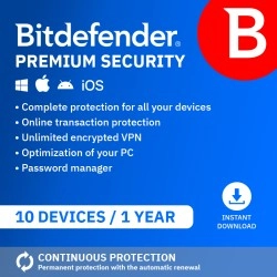 Bitdefender Premium Security 2026 | 10 Devices | 1 year | Automatic renewal | UK Edition