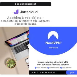 Jottacloud Personal Unlimited + 1 Mois GRATUIT NordVPN | 1 Utilisateur | 1 An | Stockage Cloud Illimité