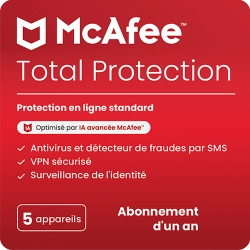 McAfee Total Protection 2026 | 5 Appareils  | 1 An | Windows - Mac - Android - iOS