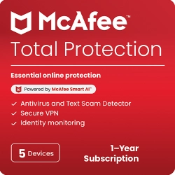 McAfee Total Protection 2026 | 5 Devices  | 1 Year | Windows - Mac - Android - iOS