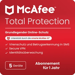 McAfee Total Protection 2026 | 5 Geräte | 1 Jahr | Windows - Mac - Android - iOS