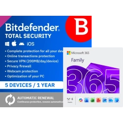 Bitdefender Total Security 2026 | 5 Devices | 1 year | UK Edition + Microsoft 365 Family