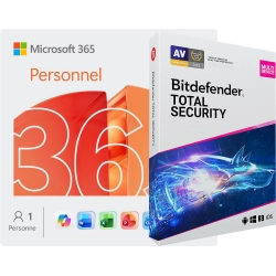 Microsoft 365 Personnel + Bitdefender Total Security | 5 appareils | 1 an