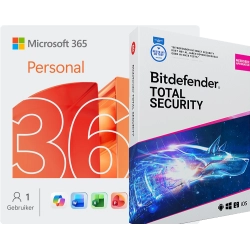 Microsoft 365 Personal + Bitdefender Total Security | 5 Apparaten | 1 Jaar