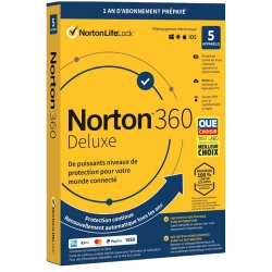 Norton 360 Deluxe | 5 Appareils | 1 An | 2026 | 50 Go de sauvegarde sur Cloud 