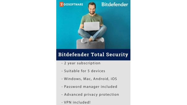 Bitdefender Total Security 2026 | 5 Devices | 2 year | Automatic renewal