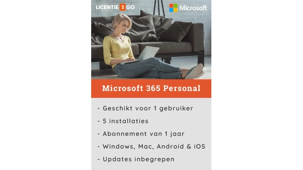 Microsoft 365 Personal | 1 Gebruiker - 1 Jaar | Inclusief updates