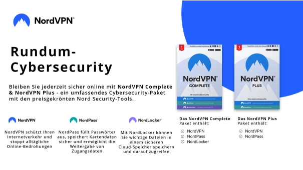 NordVPN Komplett | 10 Geräte | 1 Jahr | Inklusive NordPass | 1 TB Cloud Backup