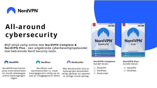 NordVPN Complete | 10 Apparaten | 1 Jaar | Inclusief NordPass | 1 TB cloudopslag