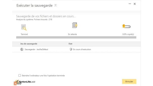 norton exécuter la sauvegarde