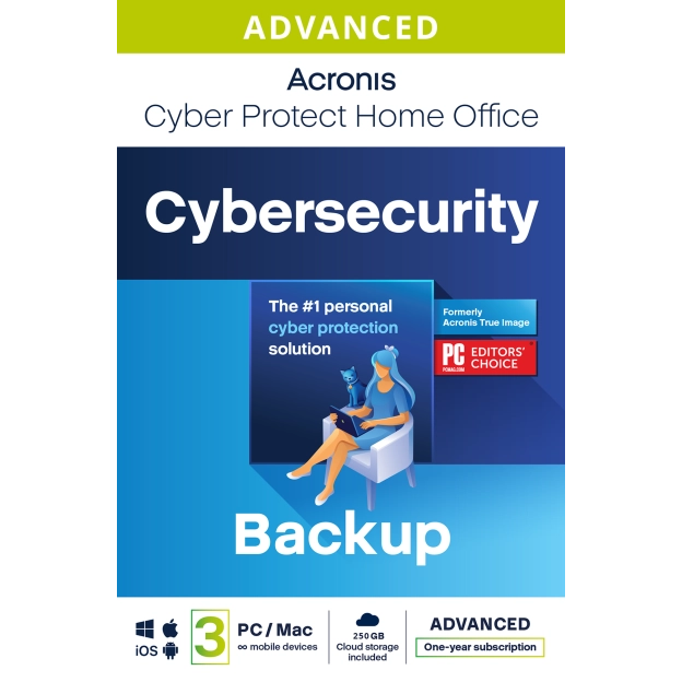 Acronis Cyber Protect Home Office Advanced 2024 | 3 PC | 1 Year | 250 GB Cloud-Backup