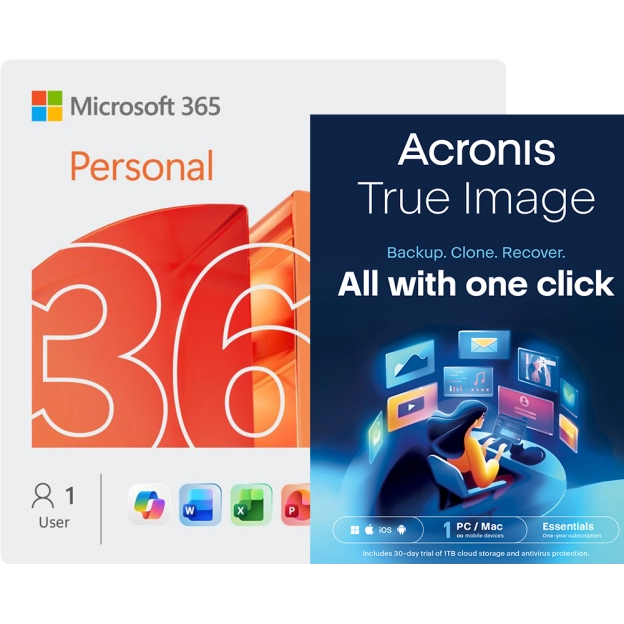 Microsoft 365 Personal + Acronis True Image Essentials | 1 PC | 1 Year
