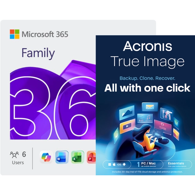 Microsoft 365 Family + Acronis True Image Essentials | 1 PC | 1 Year
