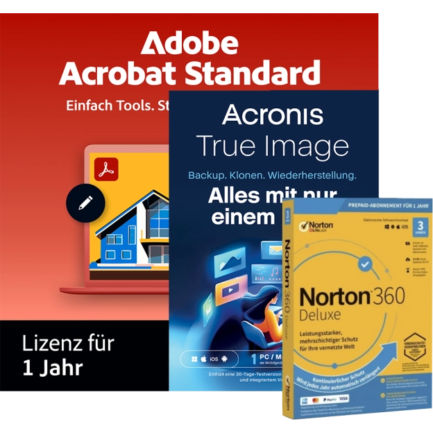 Acrobat Standard + Norton 360 Deluxe + Acronis Essentials