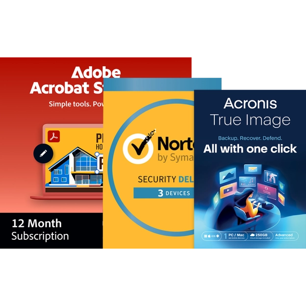 Adobe Acrobat Standard + Norton Security Deluxe + Acronis True Image Advanced