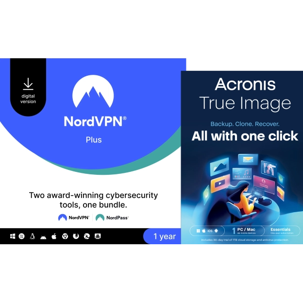 NordVPN Plus | 10 Devices | 1 Year | Includes NordPass + FREE Acronis True Image Essentials  | 1 PC | 1 year