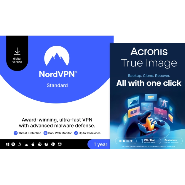 NordVPN | 10 devices | 1 year + FREE Acronis True Image Essentials  | 1 PC | 1 year