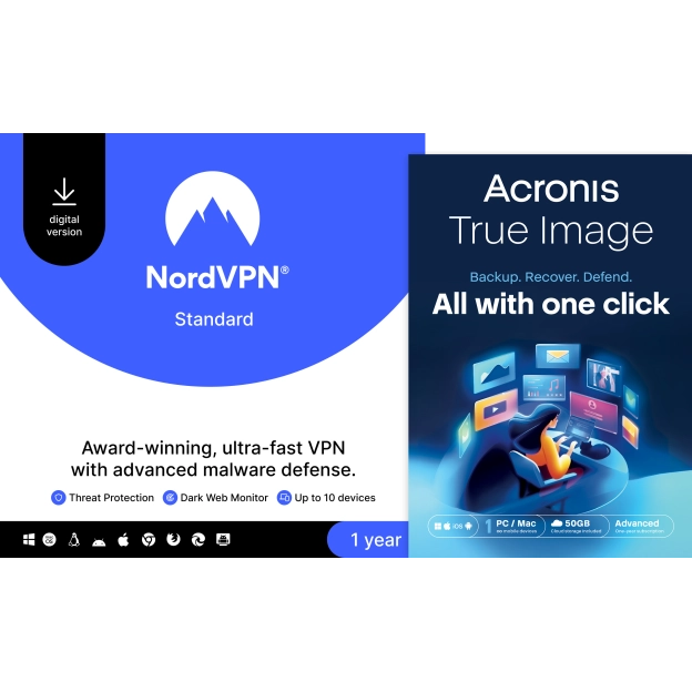 NordVPN | 10 devices | 1 year + Acronis True Image Advanced | 50 GB | 1 PC | 1 year