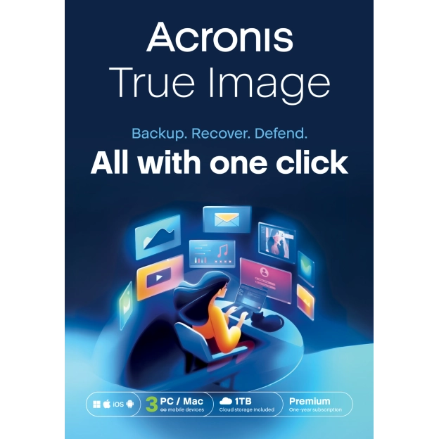 Acronis True Image Premium 2026 | 3 PC | 1 Year |  1TB Cloud Back-up