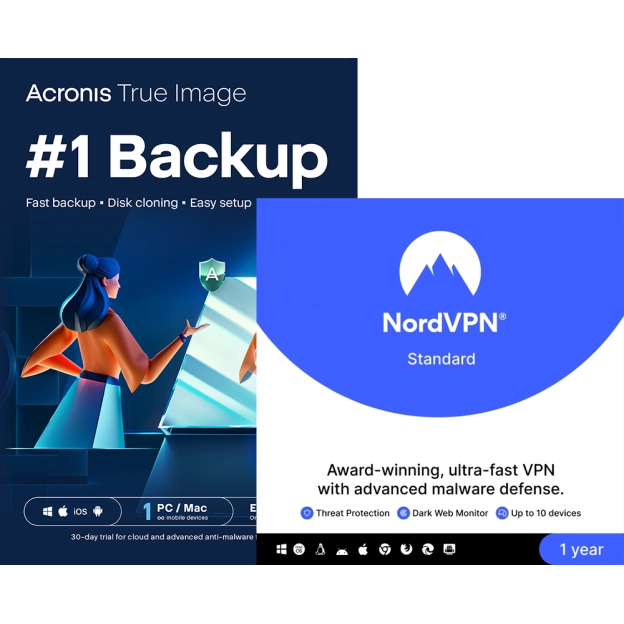 Acronis True Image Essentials 2026 | 1 PC | 1 Year + NordVPN | 10 devices | 1 year