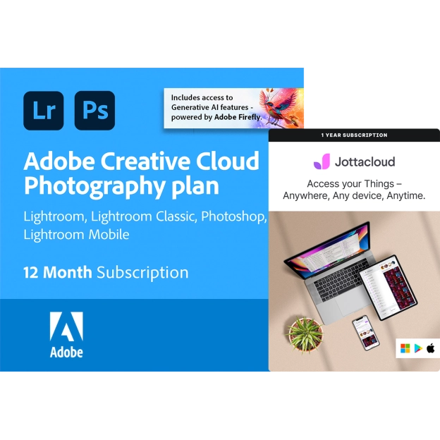 Adobe Photography Plan + Jottacloud Personal Unlimited | 1 User | 1 Year
