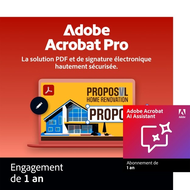 Adobe Acrobat Pro  + Assistant AI | 1 utilisateur | 1 an