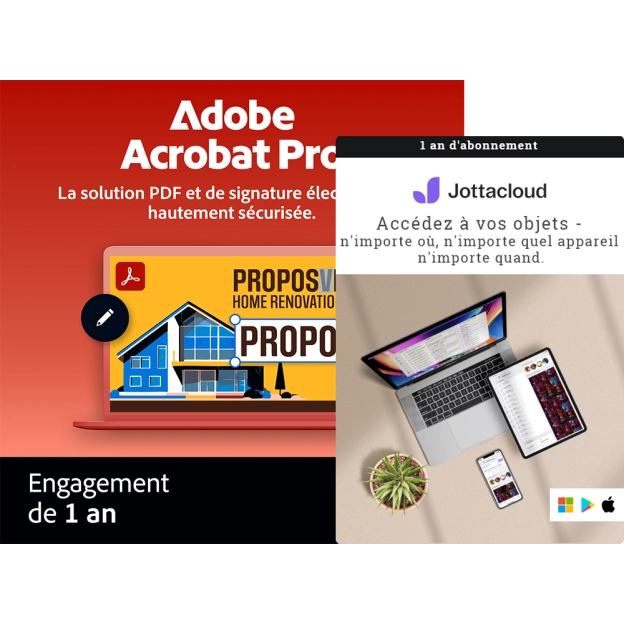 Adobe Acrobat Pro + Jottacloud Personal Unlimited | 1 utilisateur | 1 an
