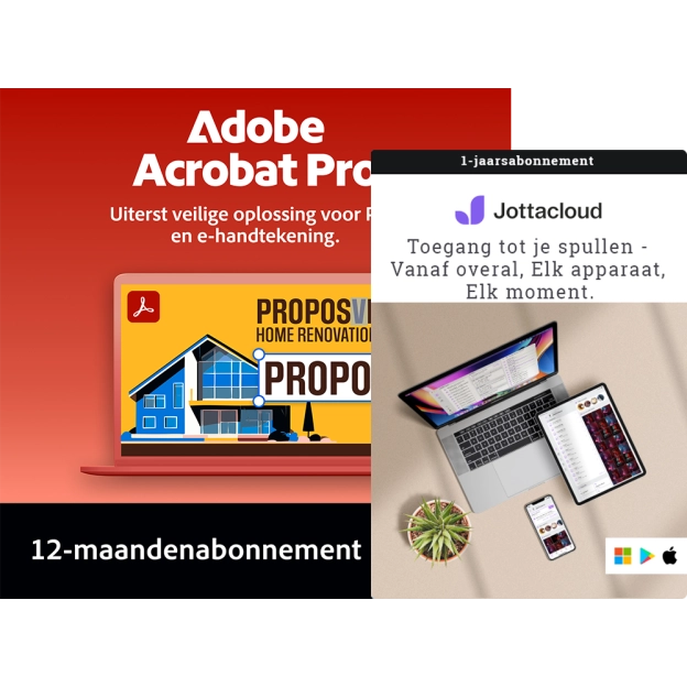 Adobe Acrobat Pro + Jottacloud Personal Unlimited | 1 Gebruiker | 1 Jaar