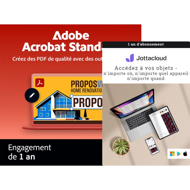 Adobe Acrobat Standard + Jottacloud Personal Unlimited | 1 utilisateur | 1 an