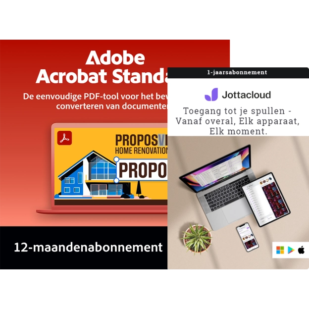 Adobe Acrobat Standard + Jottacloud Personal Unlimited | 1 Gebruiker | 1 Jaar