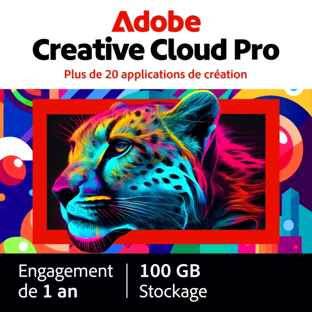 Adobe Creative Cloud Pro (toutes les applications) | Abonnement | 1 An | 100 Go Cloud