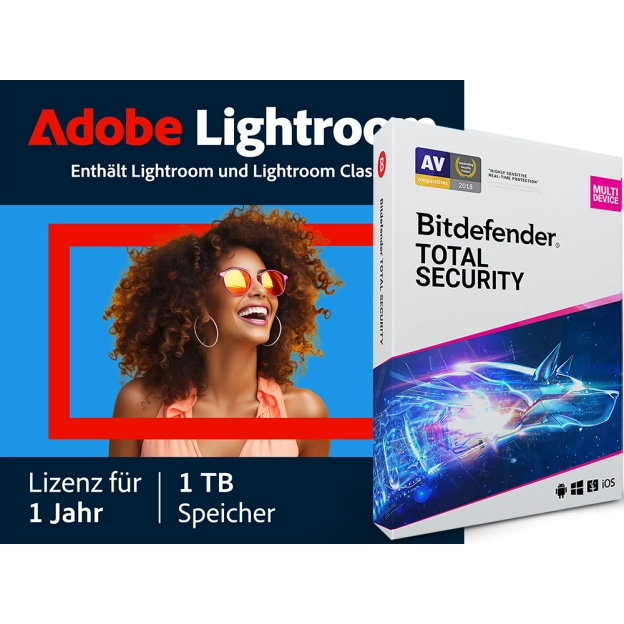 Adobe Lightroom CC | 1 Benutzer | 1 Jahr | 1 TB Cloud-Speicher + Bitdefender Total Security | 5 Geräte