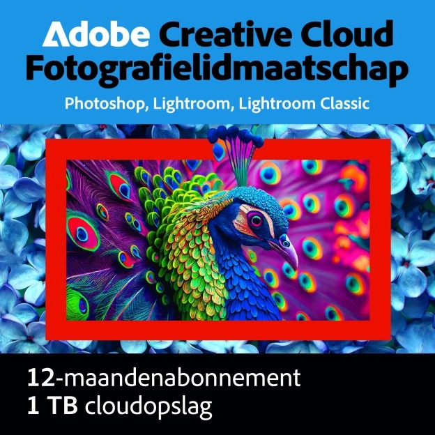 Adobe Photography Plan (Photoshop CC + Lightroom CC) | 1 Gebruiker | 1 Jaar | 1TB cloudopslag