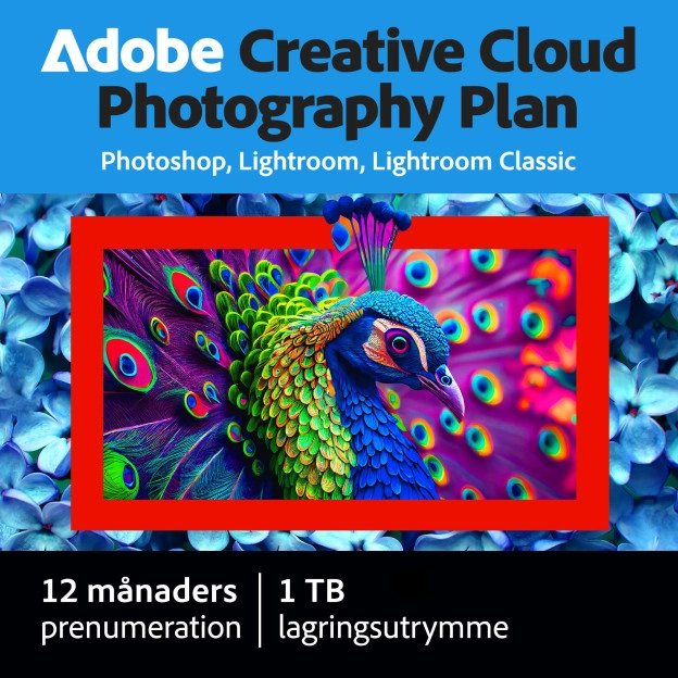 Adobe Photography Plan (Photoshop CC + Lightroom CC) | 1 användare | 1 år | 1 TB molnlagring