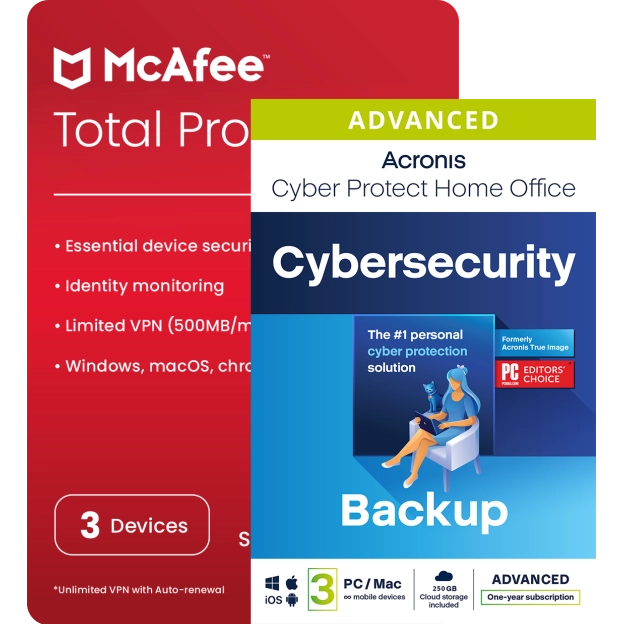 McAfee Total Protection 3 Devices | With 250GB Backup from Acronis