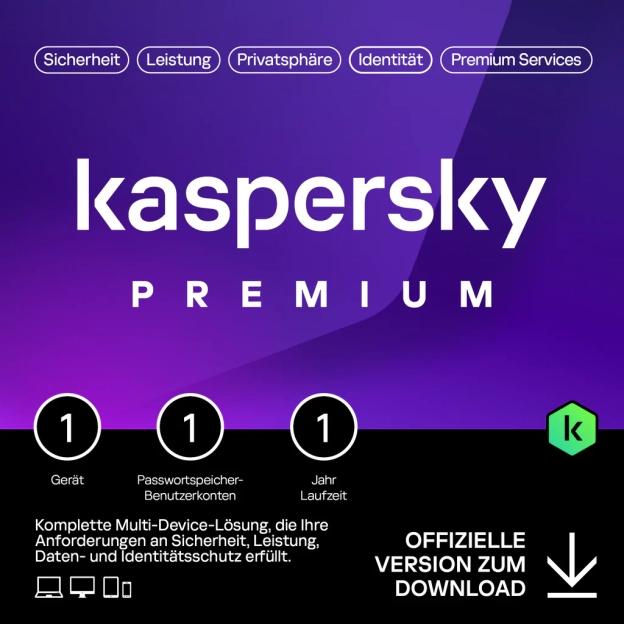 Kaspersky Premium 2026 | 1 Gerät | 1 Jahr | UK | Nachfolger von Kaspersky Total Security