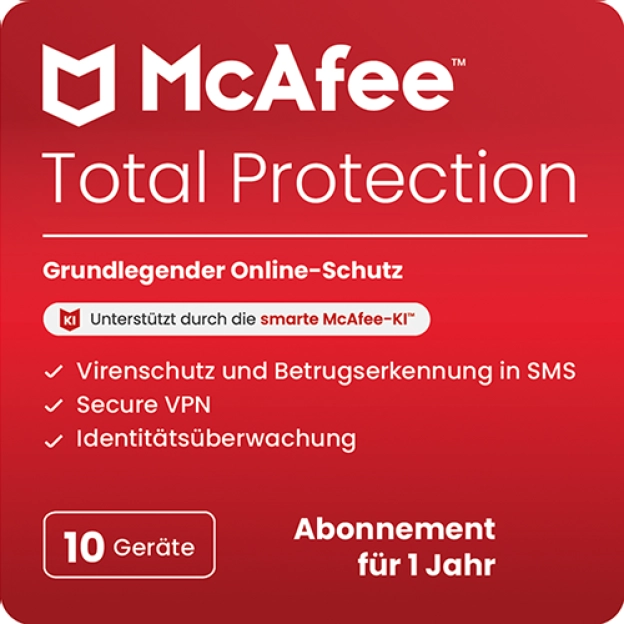 McAfee Total Protection 2026 | 10 Geräte | 1 Jahr | Windows - Mac - Android - iOS