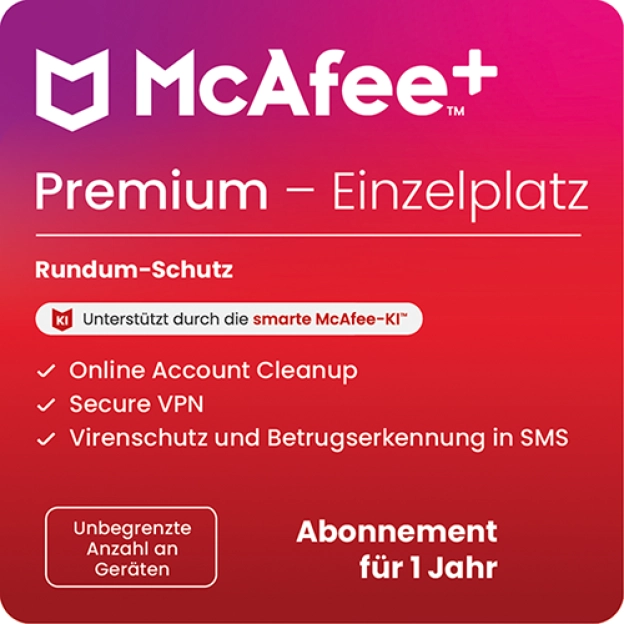 McAfee+ Premium Individual | 1 Jahr | Unbegrenzte Geräte | Windows - Mac - iOS - Android - ChromeOS