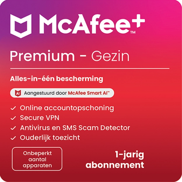 McAfee+ Premium Family | 1 Jaar | Onbeperkt aantal apparaten | Windows - Mac - iOS - Android - ChromeOS