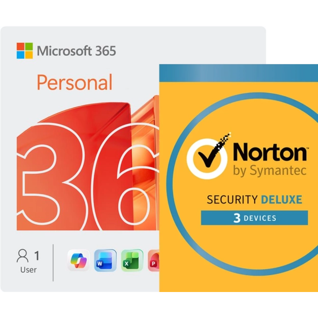 Microsoft 365 Personal + Norton Security Deluxe | 3 Devices | 1 Year