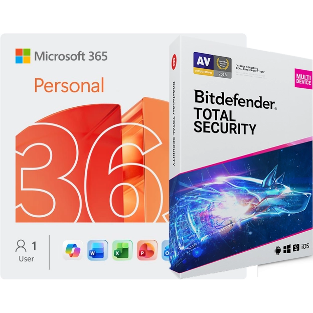Microsoft 365 Personal + Bitdefender Total Security | 5 Devices | 1 Year