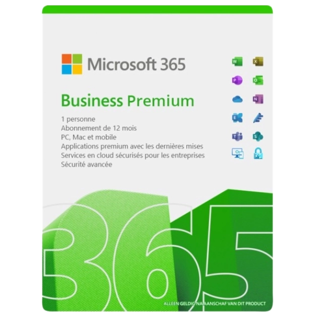 Microsoft 365 Business Premium | Abonnement mensuel | 1 Utilisateur | 15 Appareils