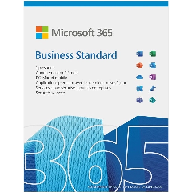 Microsoft 365 Business Standard licence avec key | Abonnement annuel | 1 Utilisateur | 15 Appareils