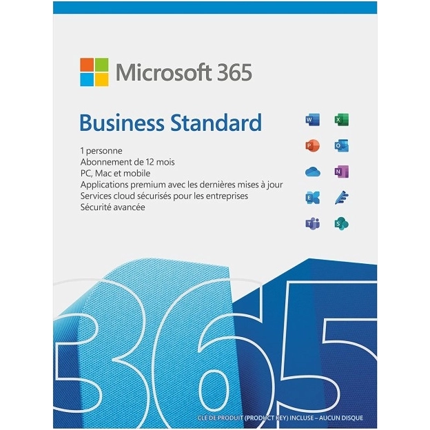 Microsoft 365 Business Standard | Abonnement annuel | 1 utilisateur | 15 appareils