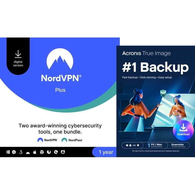 NordVPN Plus | 10 Devices | 1 Year | Includes NordPass + FREE Acronis True Image Essentials  | 1 PC | 1 year