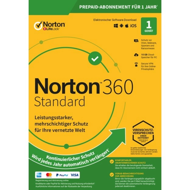 Norton 360 Standard | 1 Gerät | 1 Jahr | 2026 | 10 GB Cloud-Backup