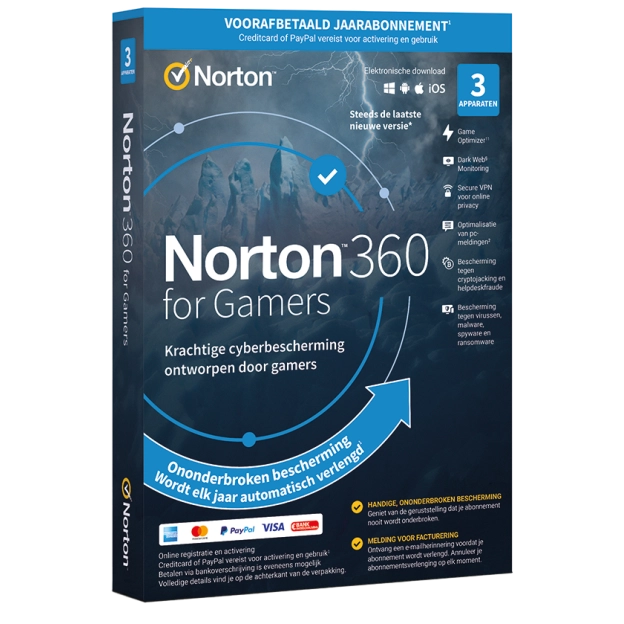 Norton 360 voor Gamers | 3 Apparaten | 1 Jaar | 2026 | 50 GB Cloud Opslag