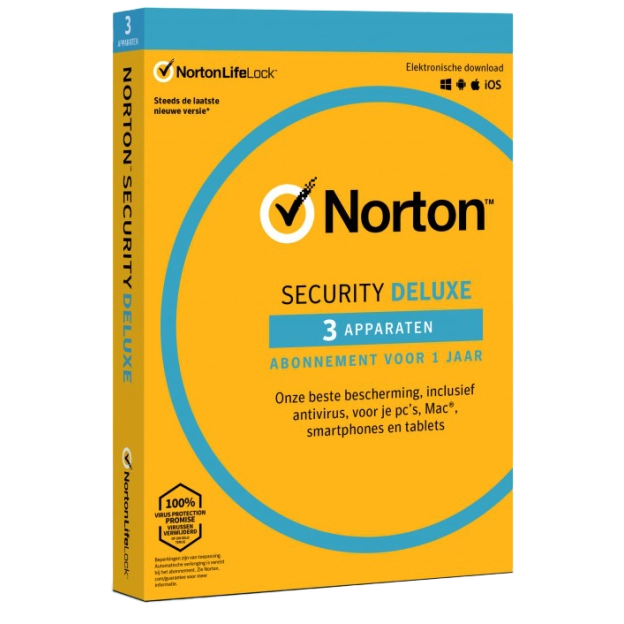Norton Security Deluxe | 3 Apparaten | 1 Jaar | 2026 - Antivirus inbegrepen